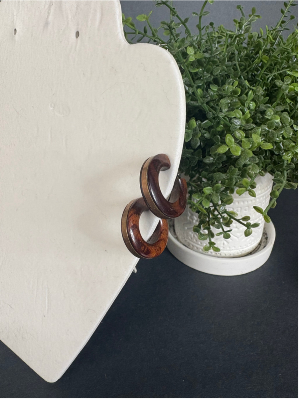 Women's Unbranded Wood Hoop Earrings Brown and Gold